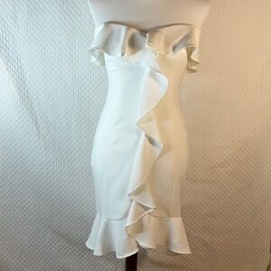 Likely strapless ruffled white mini dress Size 10